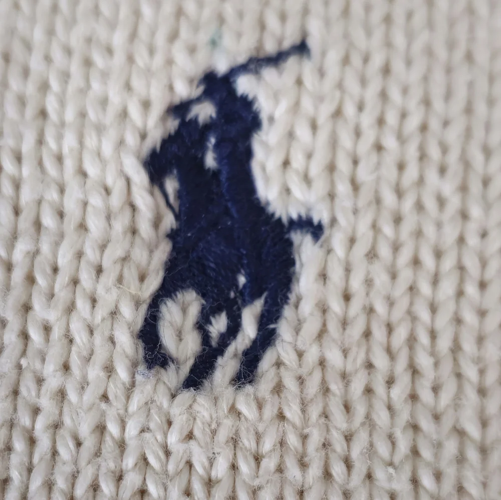Polo Ralph Lauren Vintage Ribbed 1/4 Zip Sweater Large‎ Heavyweight Knit Flaws